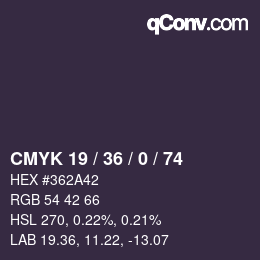 カラーコード: CMYK 19 / 36 / 0 / 74 | qconv.com
