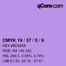 Color code: CMYK 19 / 37 / 0 / 9 | qconv.com