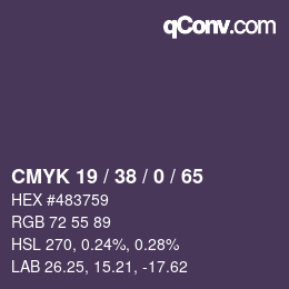 颜色代码: CMYK 19 / 38 / 0 / 65 | qconv.com