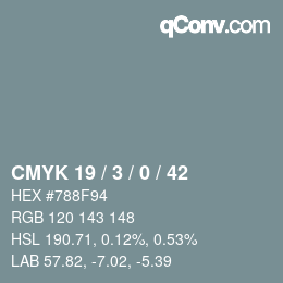 Color code: CMYK 19 / 3 / 0 / 42 | qconv.com