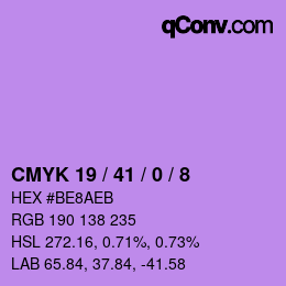 カラーコード: CMYK 19 / 41 / 0 / 8 | qconv.com
