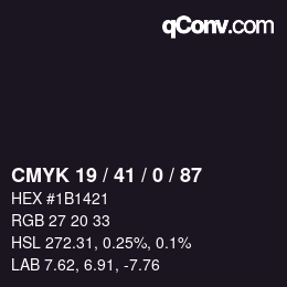 Farbcode: CMYK 19 / 41 / 0 / 87 | qconv.com