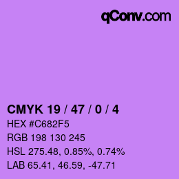 カラーコード: CMYK 19 / 47 / 0 / 4 | qconv.com