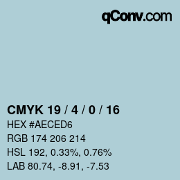 颜色代码: CMYK 19 / 4 / 0 / 16 | qconv.com
