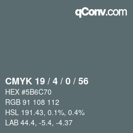 颜色代码: CMYK 19 / 4 / 0 / 56 | qconv.com