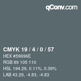 颜色代码: CMYK 19 / 4 / 0 / 57 | qconv.com