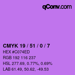 Farbcode: CMYK 19 / 51 / 0 / 7 | qconv.com
