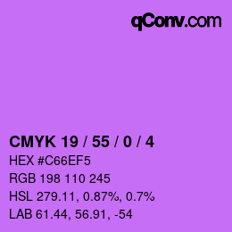 Farbcode: CMYK 19 / 55 / 0 / 4 | qconv.com