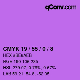 Color code: CMYK 19 / 55 / 0 / 8 | qconv.com