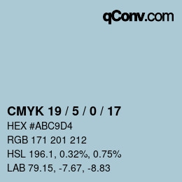 颜色代码: CMYK 19 / 5 / 0 / 17 | qconv.com