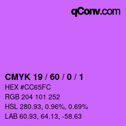 カラーコード: CMYK 19 / 60 / 0 / 1 | qconv.com
