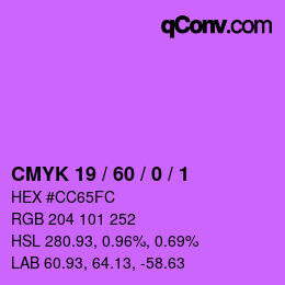 Color code: CMYK 19 / 60 / 0 / 1 | qconv.com