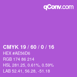 カラーコード: CMYK 19 / 60 / 0 / 16 | qconv.com