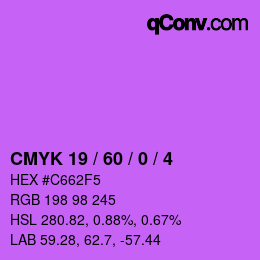 Color code: CMYK 19 / 60 / 0 / 4 | qconv.com