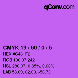 カラーコード: CMYK 19 / 60 / 0 / 5 | qconv.com