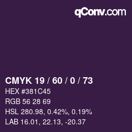 カラーコード: CMYK 19 / 60 / 0 / 73 | qconv.com