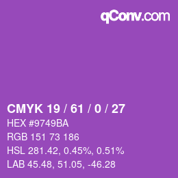 カラーコード: CMYK 19 / 61 / 0 / 27 | qconv.com