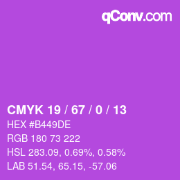 颜色代码: CMYK 19 / 67 / 0 / 13 | qconv.com