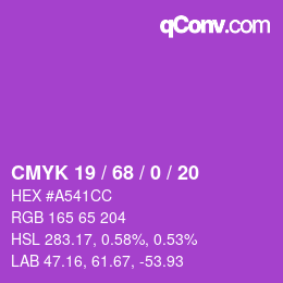 Color code: CMYK 19 / 68 / 0 / 20 | qconv.com