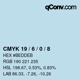 カラーコード: CMYK 19 / 6 / 0 / 8 | qconv.com