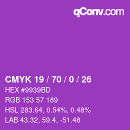 颜色代码: CMYK 19 / 70 / 0 / 26 | qconv.com