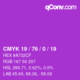 Color code: CMYK 19 / 76 / 0 / 19 | qconv.com