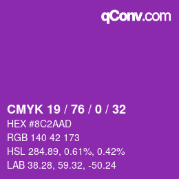 Color code: CMYK 19 / 76 / 0 / 32 | qconv.com
