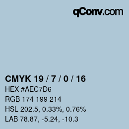 カラーコード: CMYK 19 / 7 / 0 / 16 | qconv.com