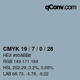 カラーコード: CMYK 19 / 7 / 0 / 28 | qconv.com