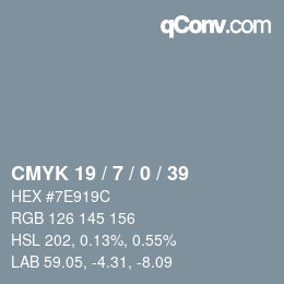 カラーコード: CMYK 19 / 7 / 0 / 39 | qconv.com