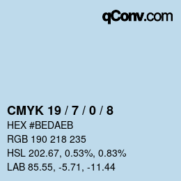 カラーコード: CMYK 19 / 7 / 0 / 8 | qconv.com