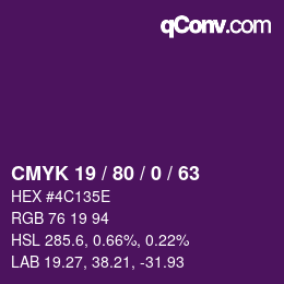 Color code: CMYK 19 / 80 / 0 / 63 | qconv.com