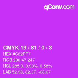 カラーコード: CMYK 19 / 81 / 0 / 3 | qconv.com