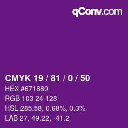 Color code: CMYK 19 / 81 / 0 / 50 | qconv.com