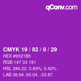 カラーコード: CMYK 19 / 82 / 0 / 29 | qconv.com