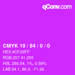 Color code: CMYK 19 / 84 / 0 / 0 | qconv.com