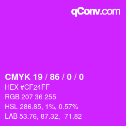 Color code: CMYK 19 / 86 / 0 / 0 | qconv.com