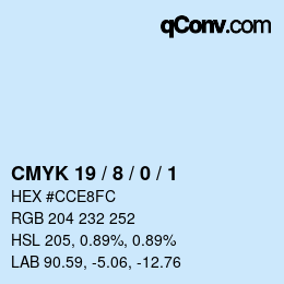 Color code: CMYK 19 / 8 / 0 / 1 | qconv.com