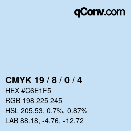 カラーコード: CMYK 19 / 8 / 0 / 4 | qconv.com