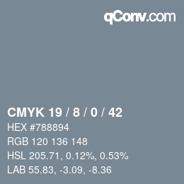 カラーコード: CMYK 19 / 8 / 0 / 42 | qconv.com