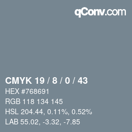 カラーコード: CMYK 19 / 8 / 0 / 43 | qconv.com