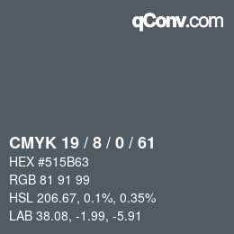 Farbcode: CMYK 19 / 8 / 0 / 61 | qconv.com