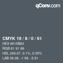 Color code: CMYK 19 / 8 / 0 / 61 | qconv.com