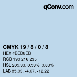 カラーコード: CMYK 19 / 8 / 0 / 8 | qconv.com