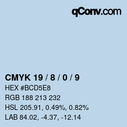 颜色代码: CMYK 19 / 8 / 0 / 9 | qconv.com