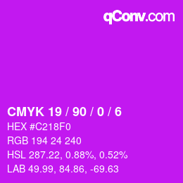 Farbcode: CMYK 19 / 90 / 0 / 6 | qconv.com