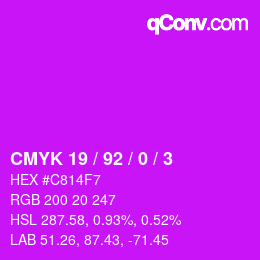 カラーコード: CMYK 19 / 92 / 0 / 3 | qconv.com