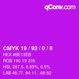 カラーコード: CMYK 19 / 92 / 0 / 8 | qconv.com