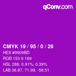 Color code: CMYK 19 / 95 / 0 / 26 | qconv.com
