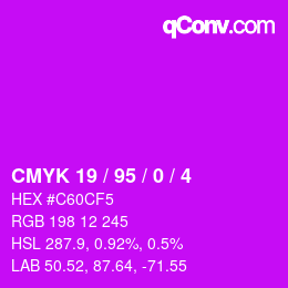 Color code: CMYK 19 / 95 / 0 / 4 | qconv.com